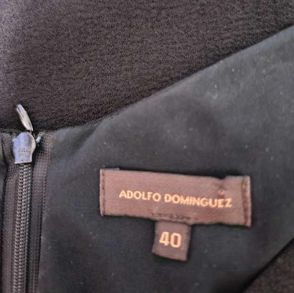 Adolfo Dominguez Womens Black Crepe Classic LBD A-line Dress Classic Slits US 8 - Picture 14 of 15